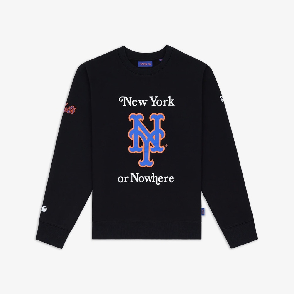 NYON New York Mets Black Crewneck Sweatshirt Official MLB